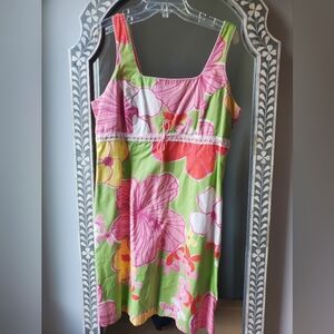 Coral, pink, green, yellow, white Lilly Pulitzer shift dress